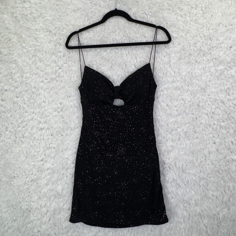 B. Smart Mini Dress 13 Black Silver Glitter Cutout Bodycon Party Homecoming New